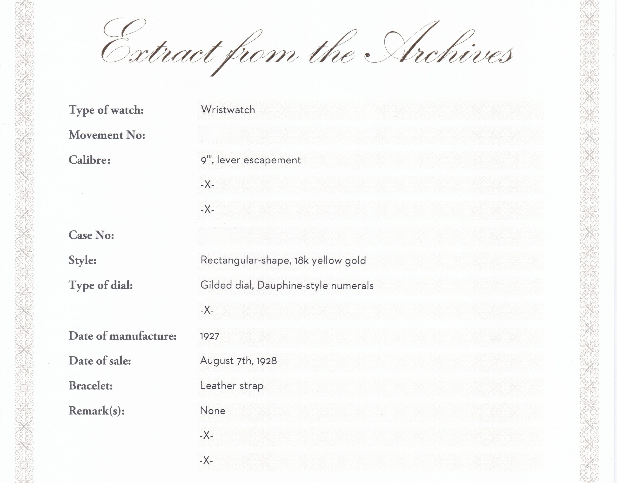 Early Gondolo, Gilt dial