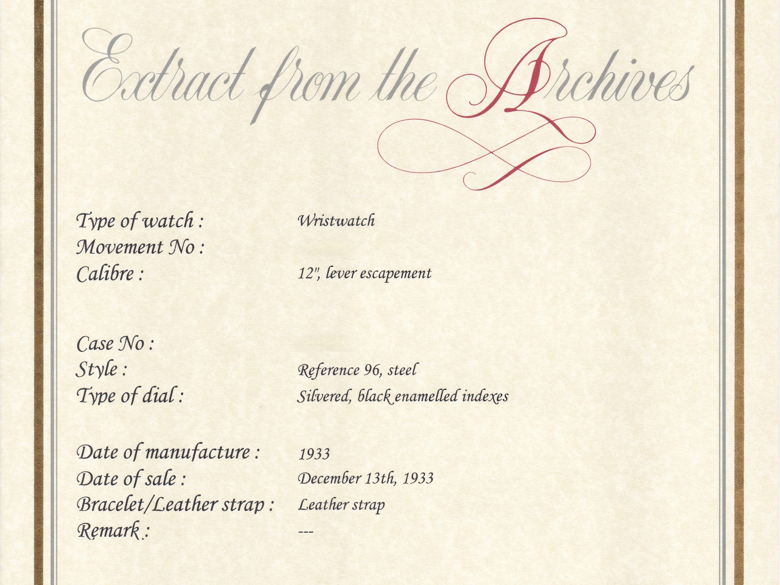 スティール、ブラックエナメルインデックス